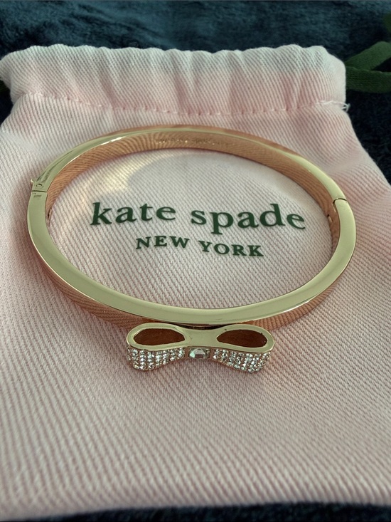 kate spade Jewelry - kate spade Rose Gold Crystal Bow Hinged Bangle